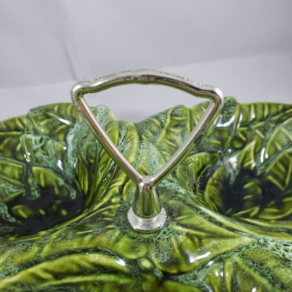 Vintage 1960s California Pottery Candy/Nut 3 Section Serving Dish #724 GreenLeaf - Picture 4 of 6